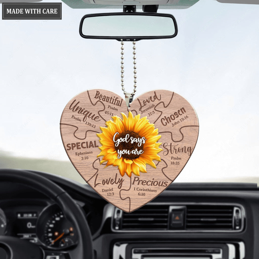 Heart Puzzle Sunflower God Says You Are Ornament