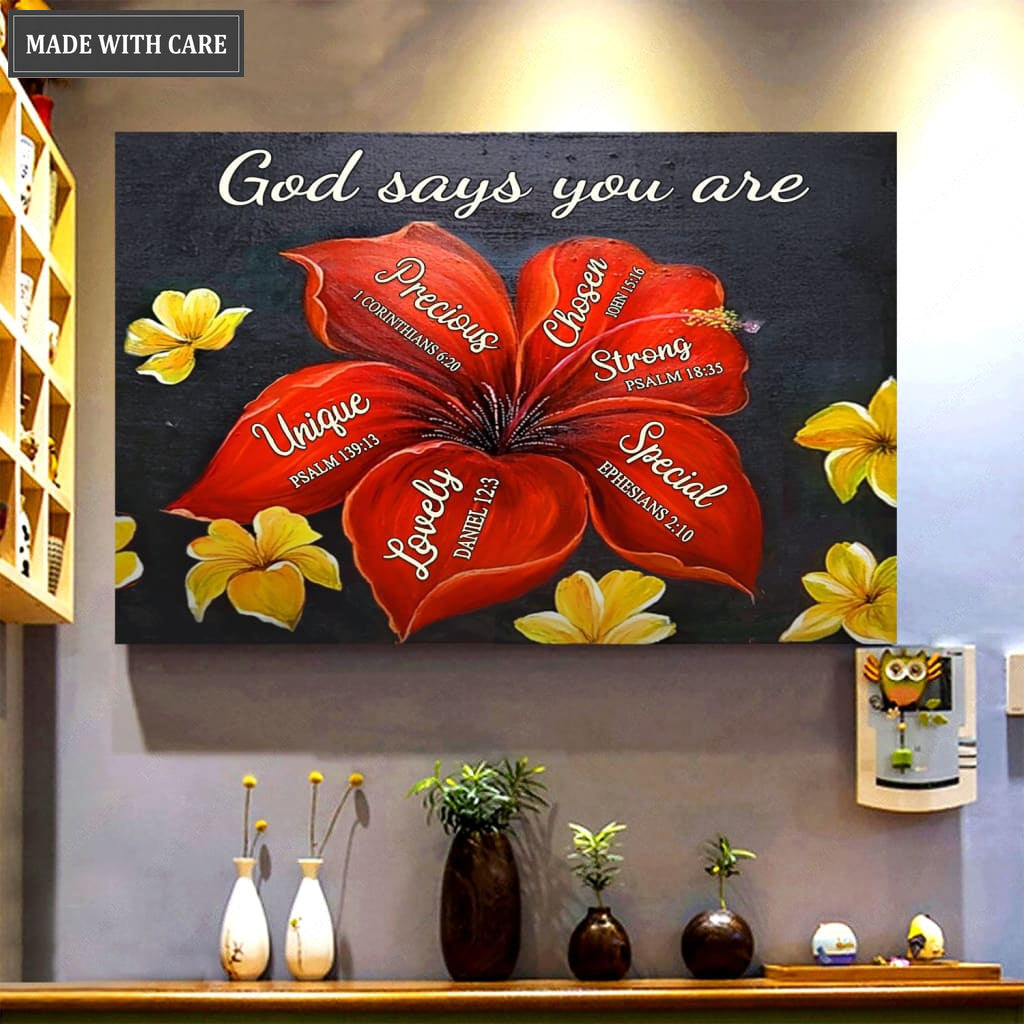 Hibicus God Says You Are Wall Art