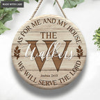 Personalized Family Name Sign Serve The Lord Circle Sign