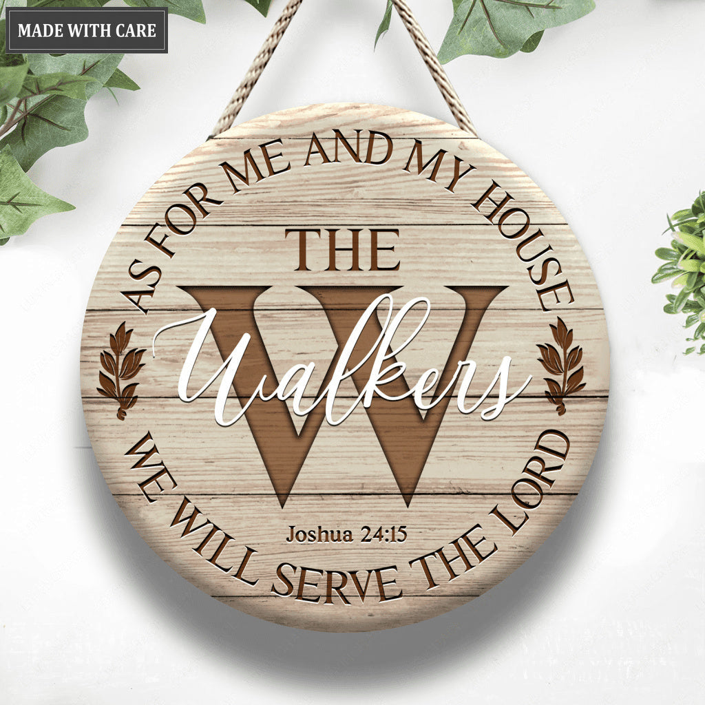 Personalized Family Name Sign Serve The Lord Circle Sign