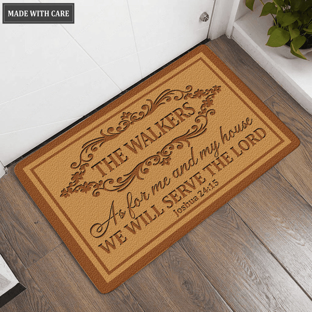 Personalized Our Family Serve Lord Doormat