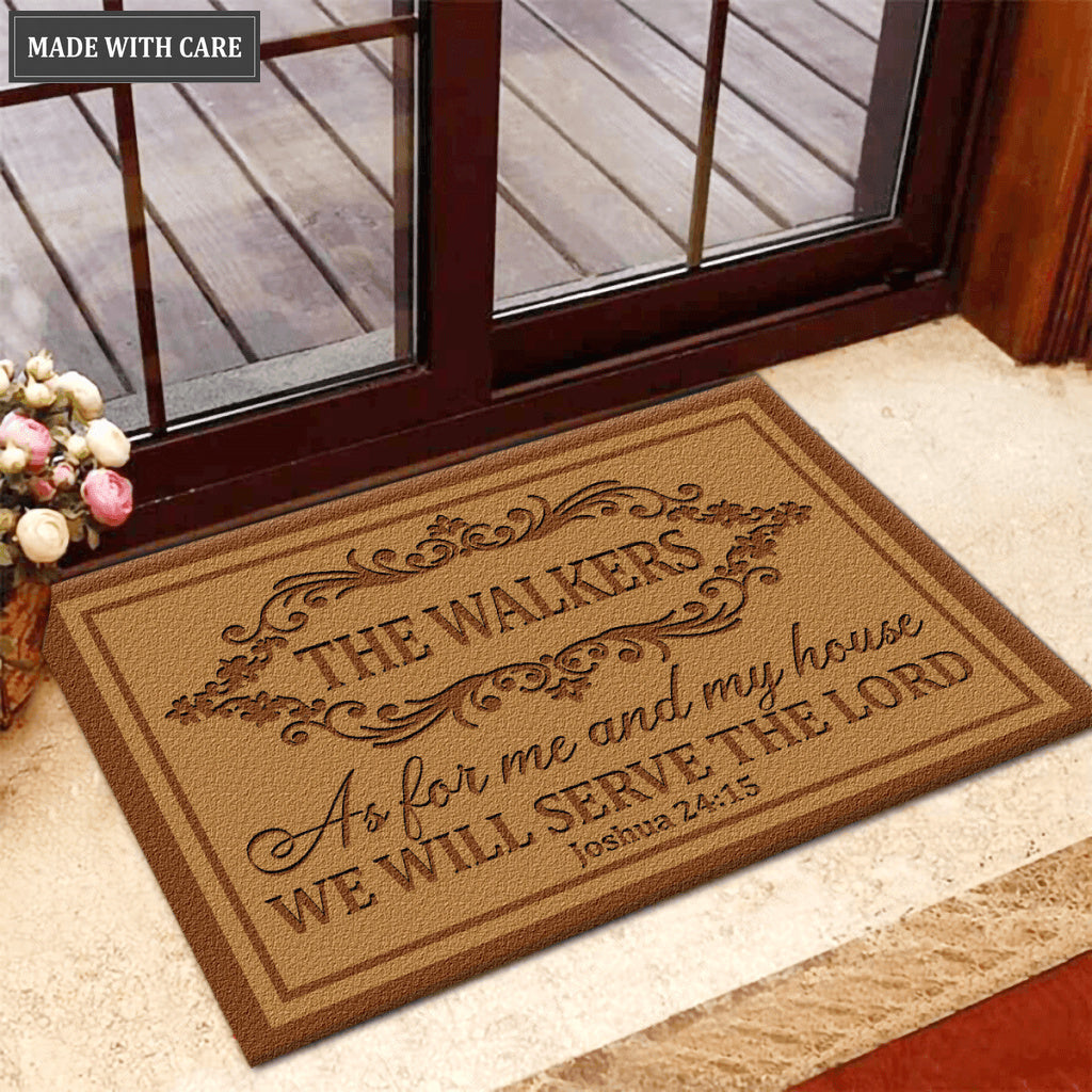 Personalized Our Family Serve Lord Doormat
