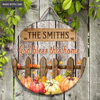Personalized Pumpkin Fence God Bless This Home Circle Sign