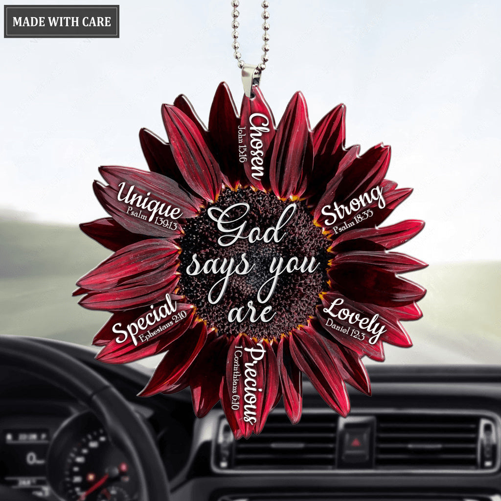 Chocolate Cherry Sunflower God Says You Are Ornament