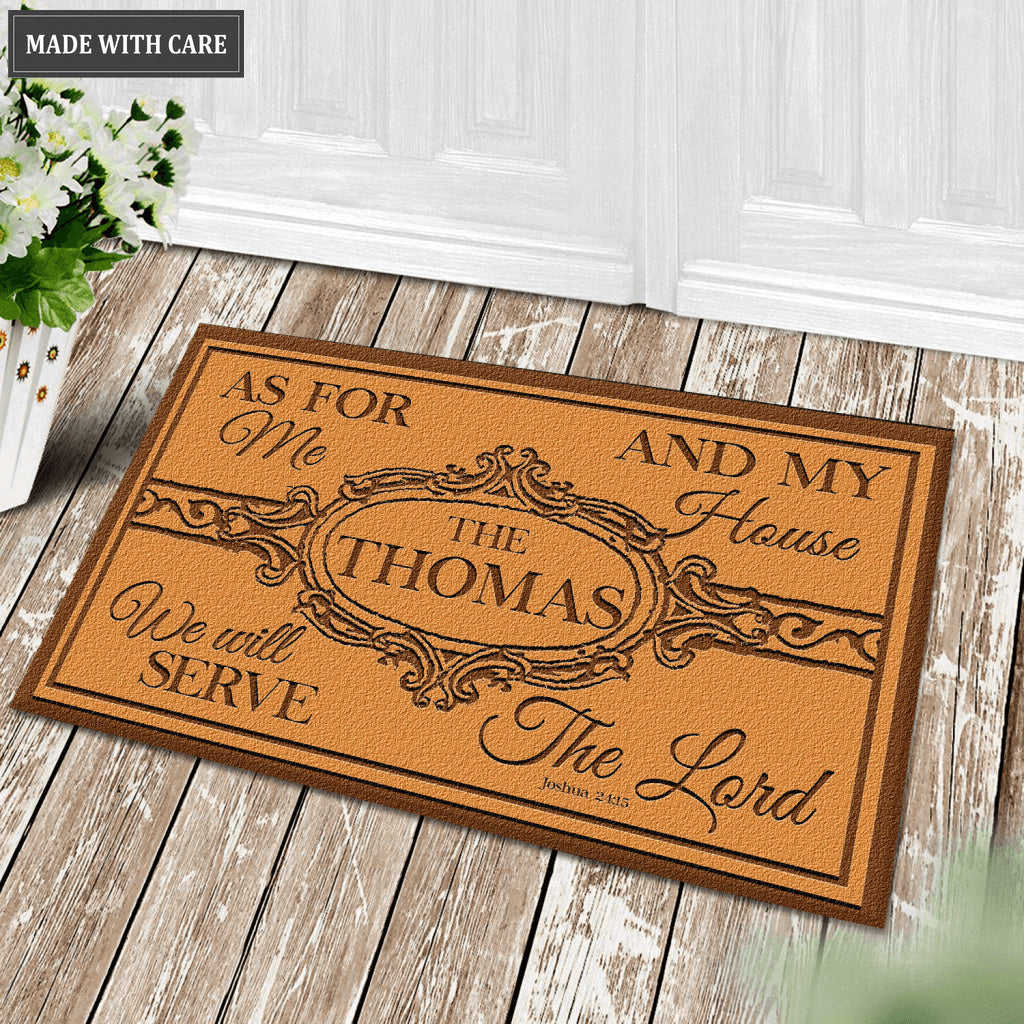 Personalized Family Name As For Me And My House We Will Serve The Lord Doormat