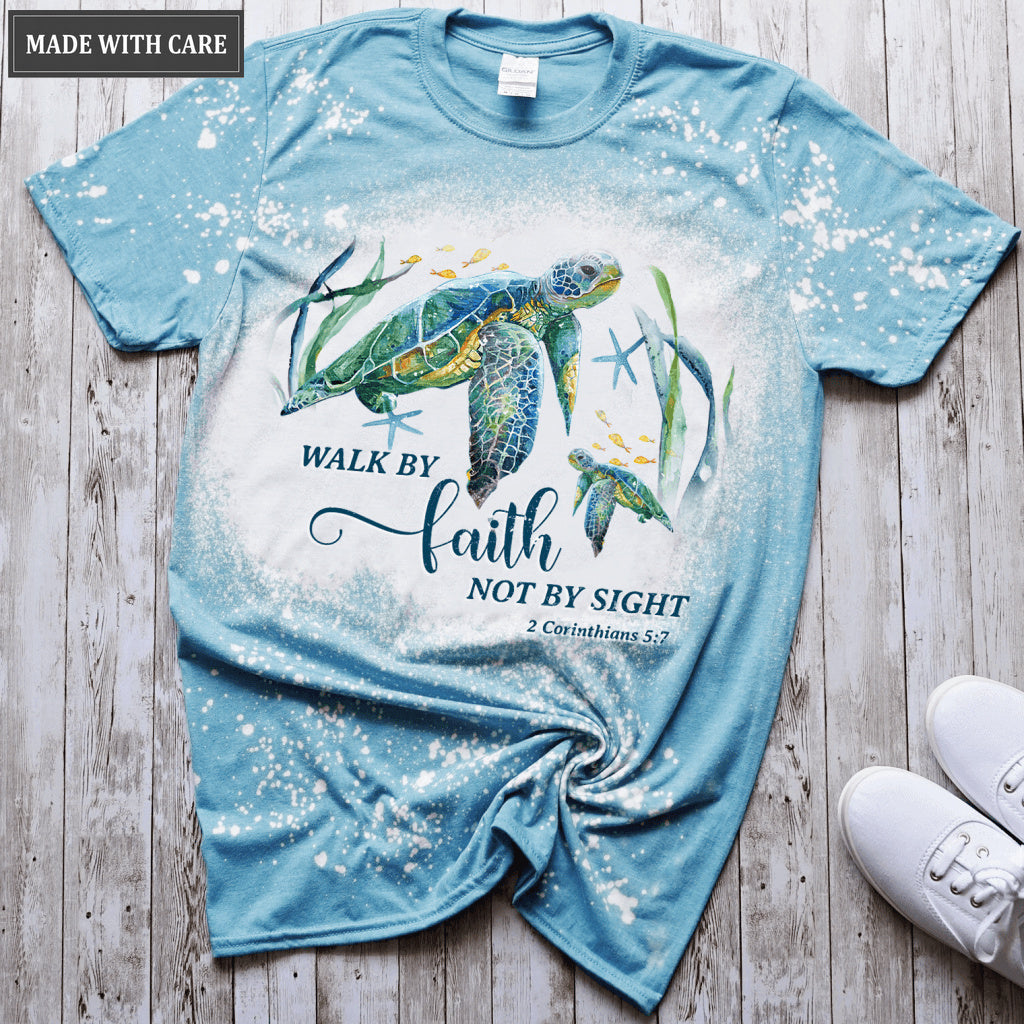Walk By Faith Turtle Bleached T-Shirt