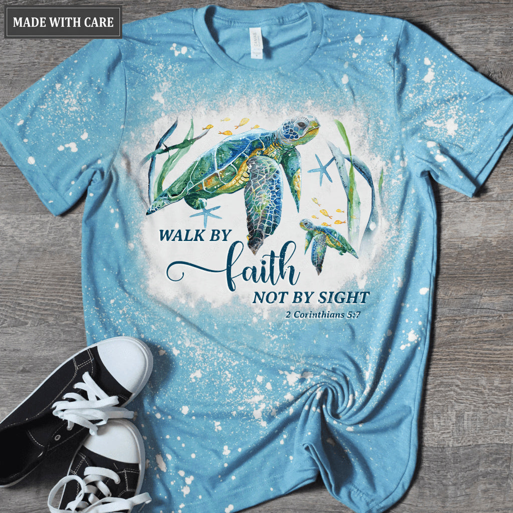 Walk By Faith Turtle Bleached T-Shirt