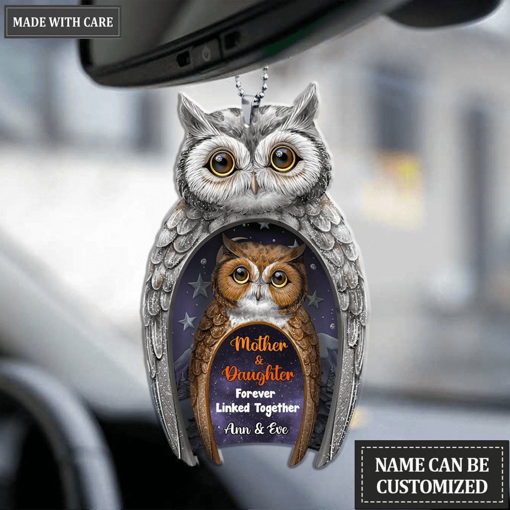 Owls Mother And Daughter Forever Linked Together Personalized Ornament
