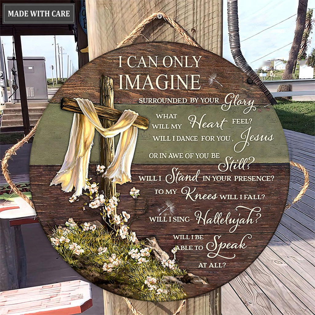 Rugged Cross By Glory Wood Circle Sign