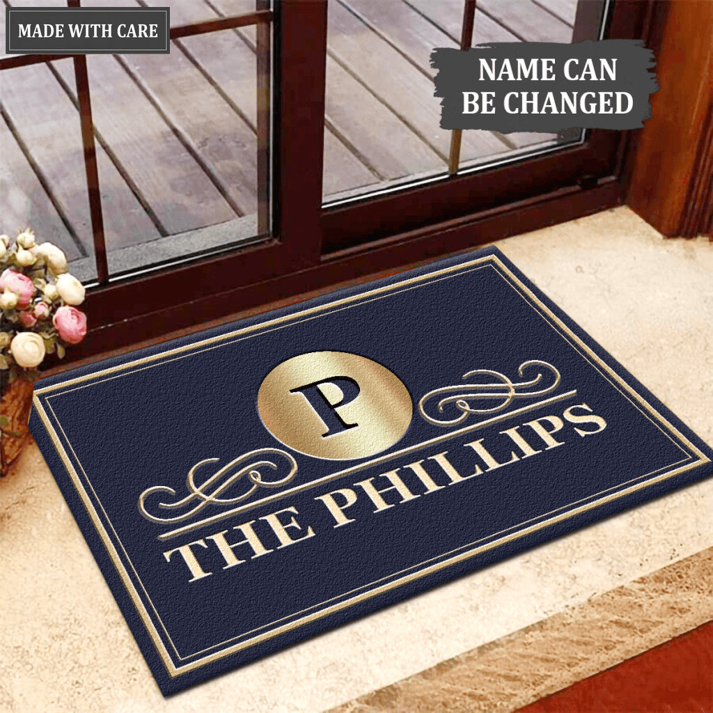 Elegant Last Name Letter Monogram Personalized Doormat