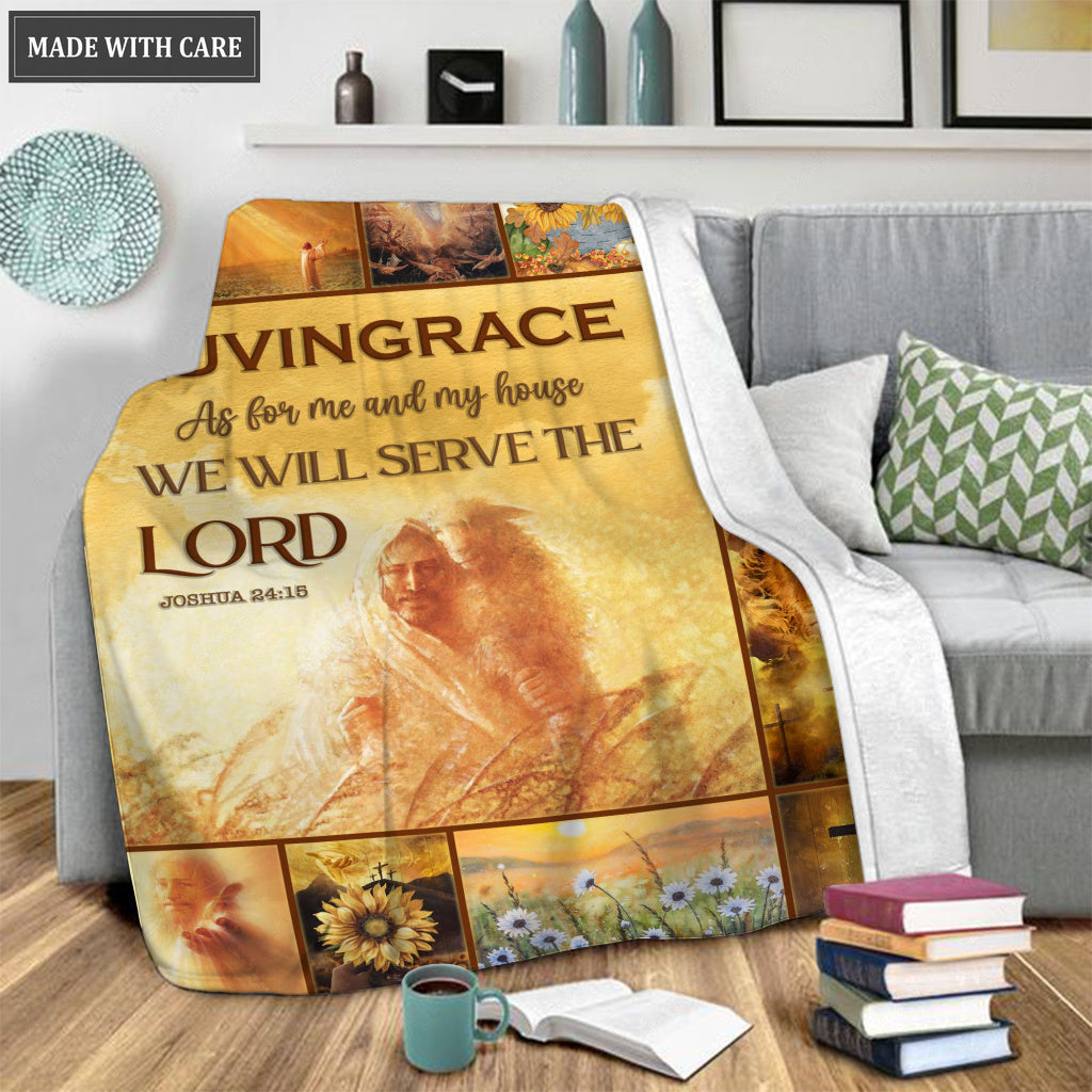 Sunflower Christian Sheep Cross As For Me And My House Personalized Blanket