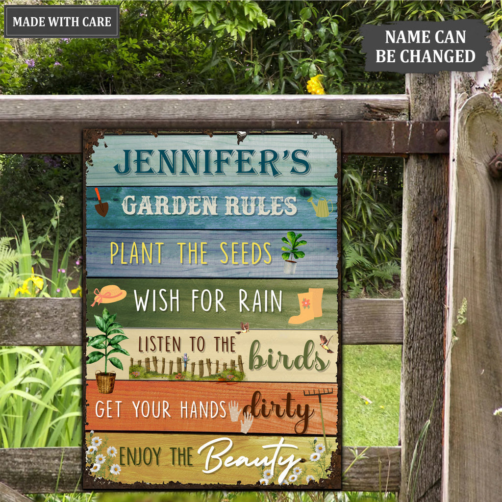 Gardening Garden Rules Personalized Classic Metal Sign