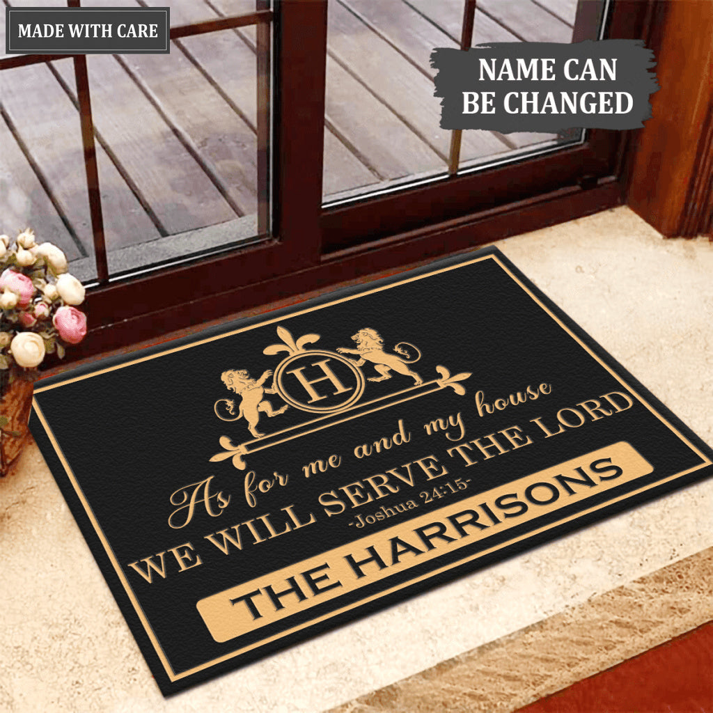 Lion As For My House Monogram Personalized Doormat