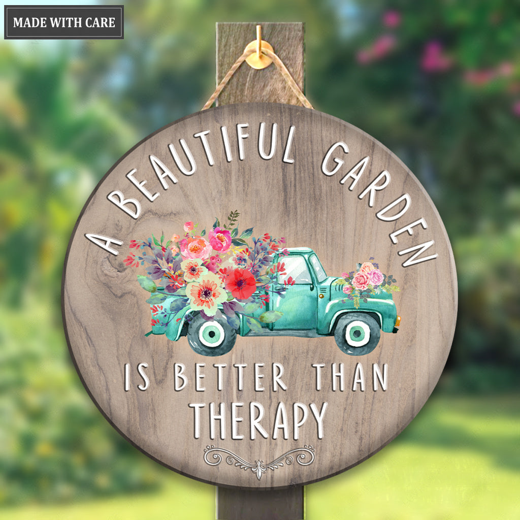 Personalized Beautiful Garden Round Wood Sign