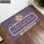 Elegant Purple Family Home Serve The Lord Personalized Doormat