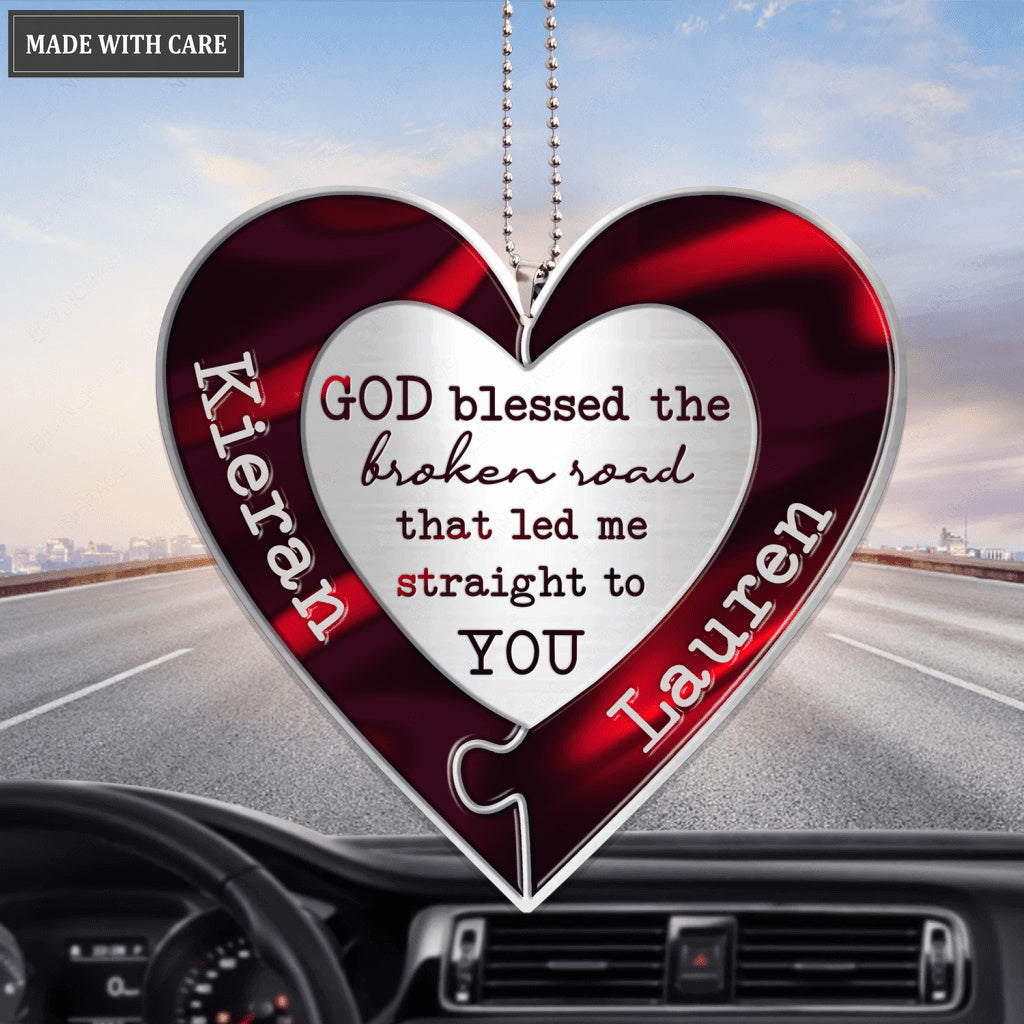 Heart Puzzle God Blessed Personalized Ornament
