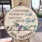 Personalized A Circle Of Strength Family Bird Circle Sign
