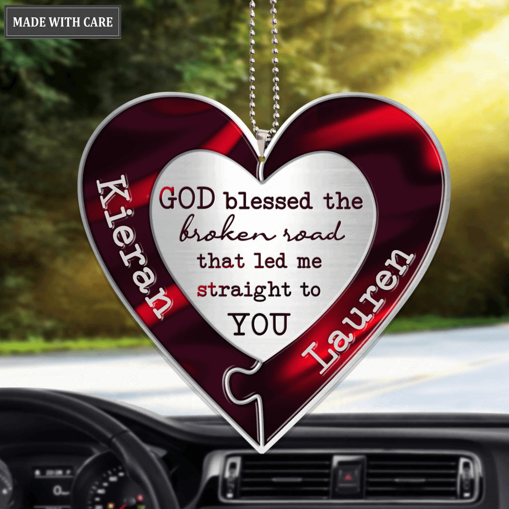 Heart Puzzle God Blessed Personalized Ornament