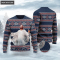 Dark Blue Christian Wool Knitted Snow Christmas Pattern Ugly Sweater