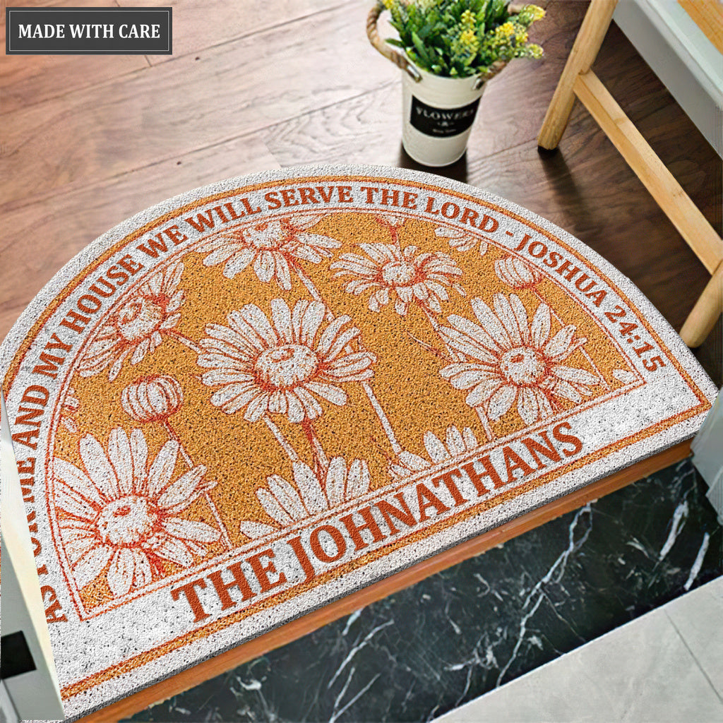 Floral Flowers Serve The Lord Personalized Shaped Doormat