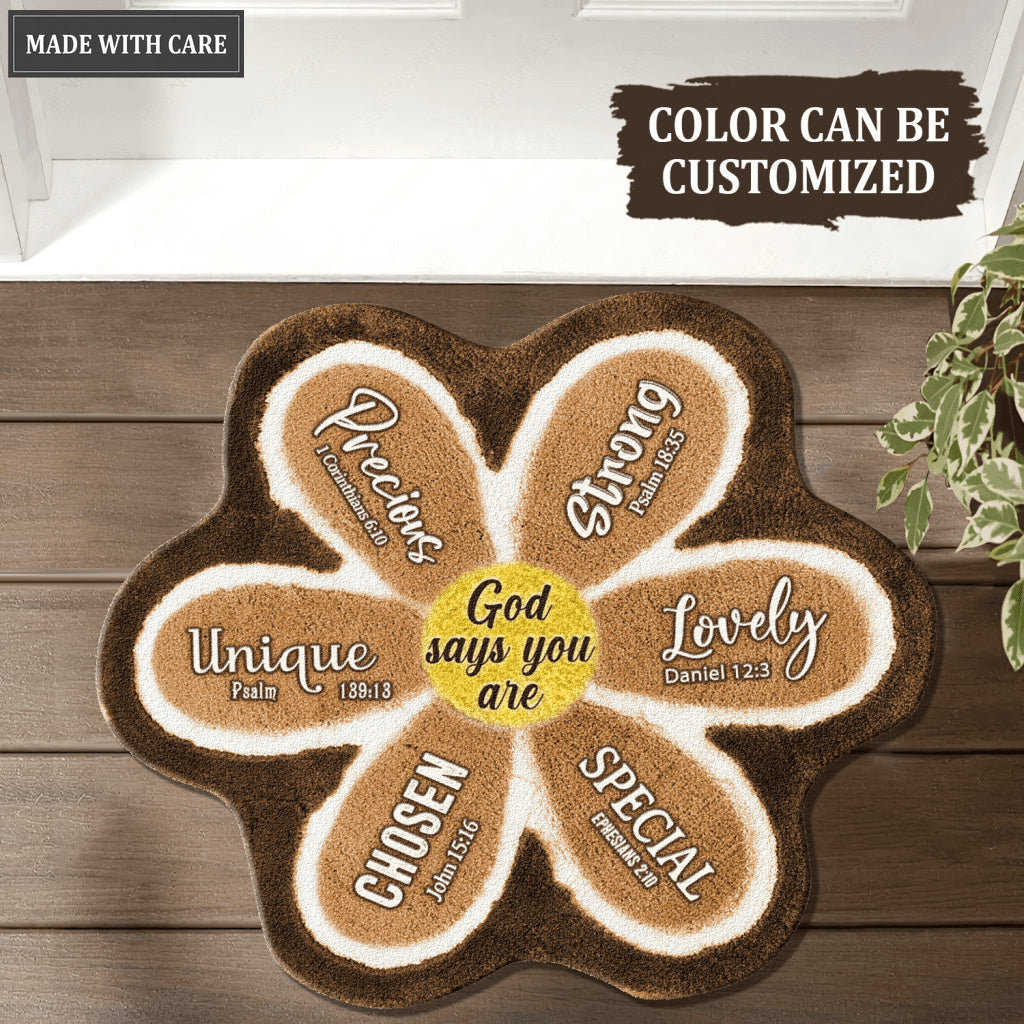Fluffy flower God Says You Are Shaped Luxurious Doormat