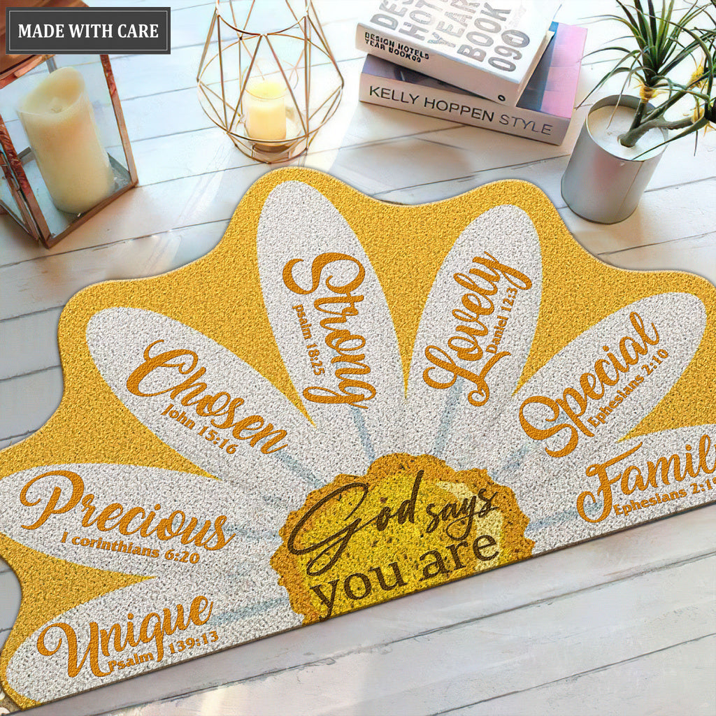God Says You Are Daisy Half Moon Shaped Doormat