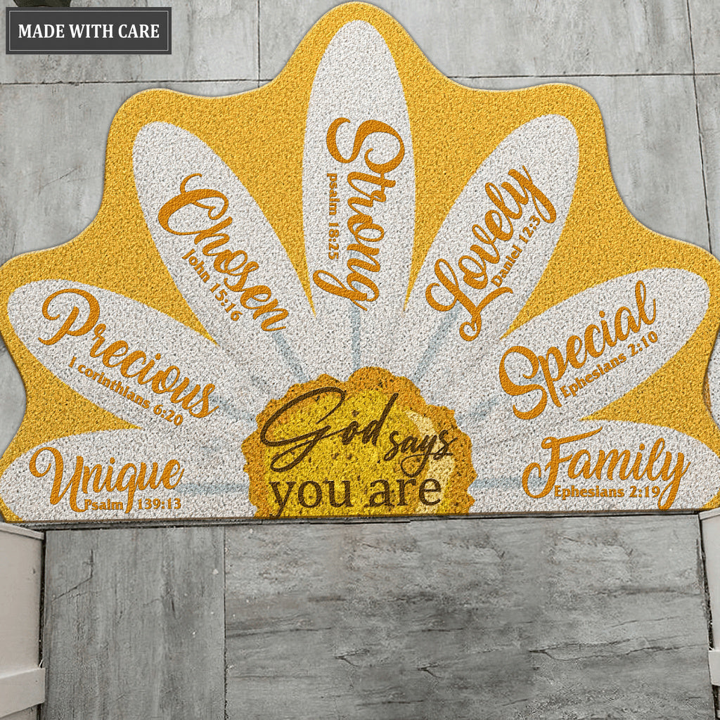 God Says You Are Daisy Half Moon Shaped Doormat