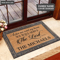 Golden Border Serve The Lord Personalized Doormat