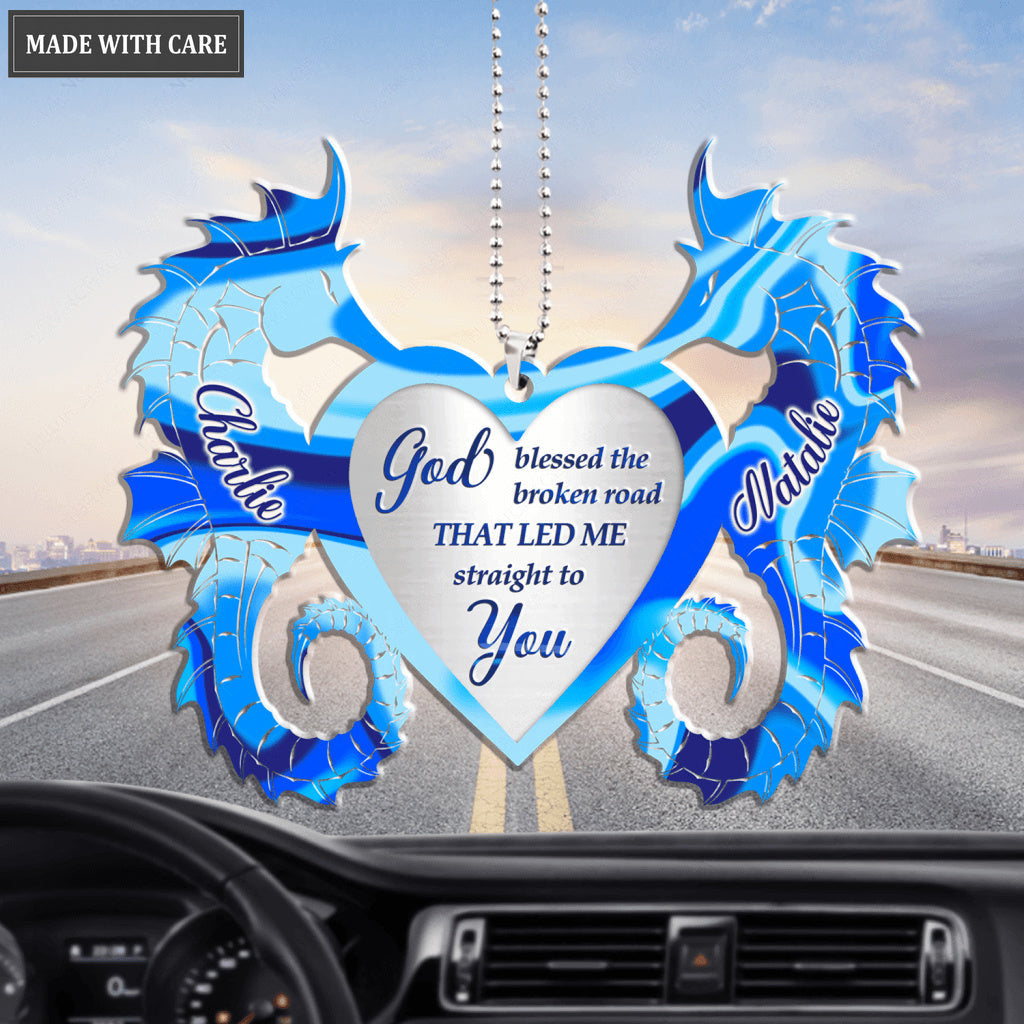 Heart With Seahorse Couple God Blessed Personalized Ornament