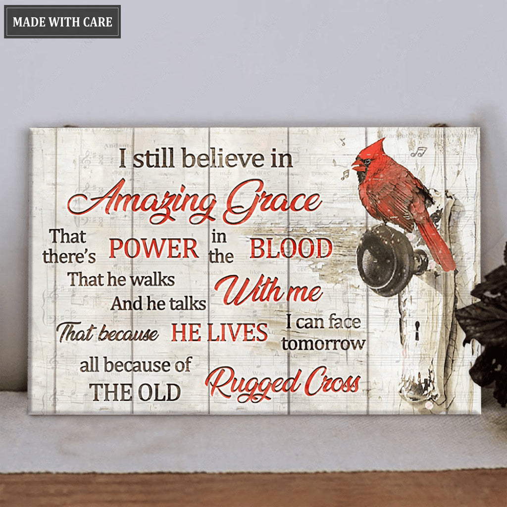 Cardinal On Doorknob Wood Rectangle Sign