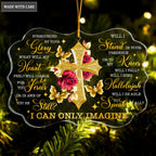 Roses Golden Cross Buttefly Surrounded By Your Glory Transparent Ornament