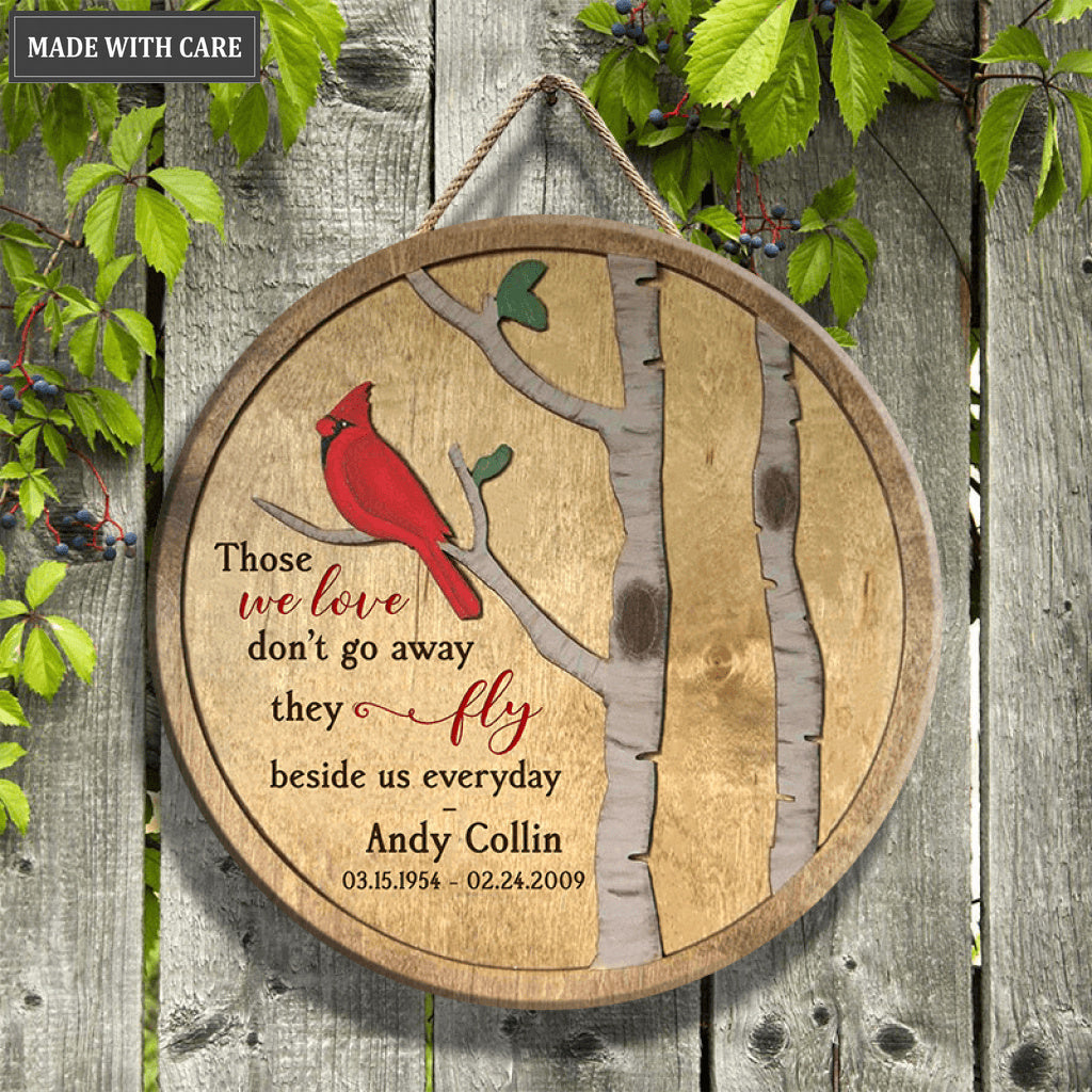 Personalized Fly Beside Us Wood Circle Sign