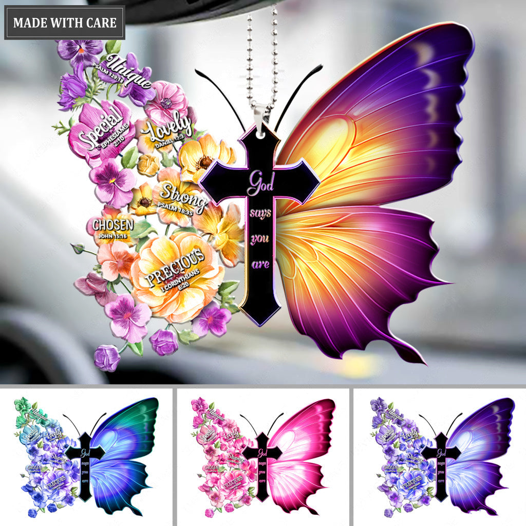 Colorful Pansies Butterfly God Says You Are Ornament
