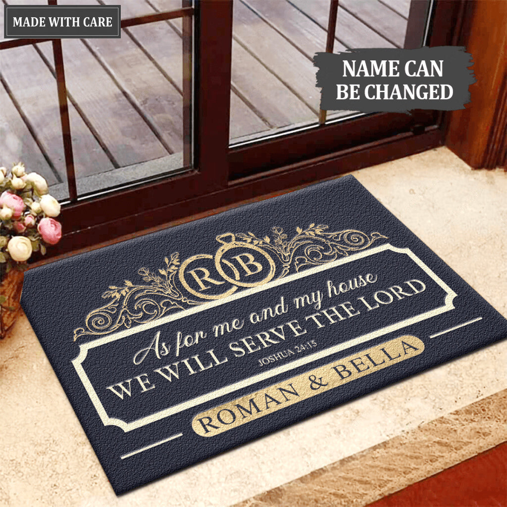 Couple Rings Serve The Lord Personalized Doormat