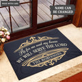 Personalized Gold Navy Luxury Serve The Lord Doormat