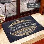 Personalized Gold Navy Luxury Serve The Lord Doormat