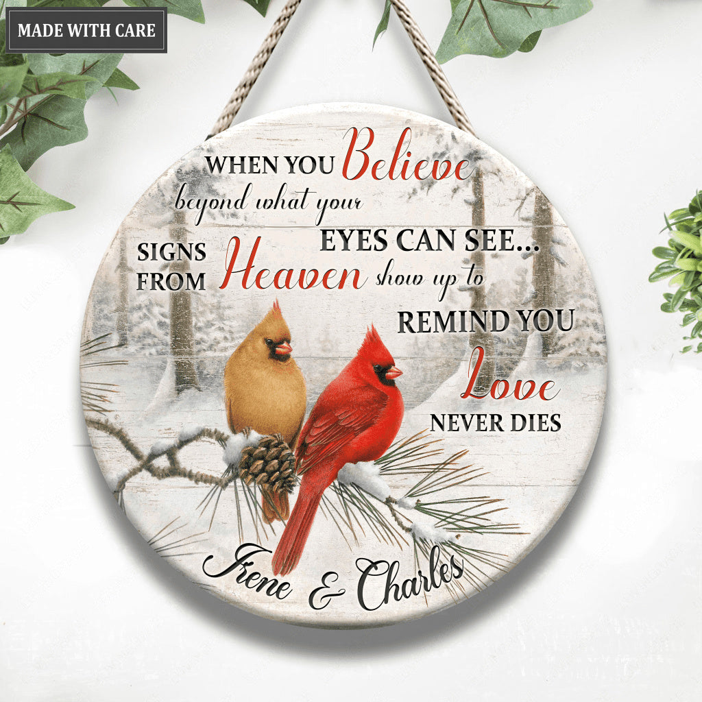 Personalized When You Believe Wood Circle Sign