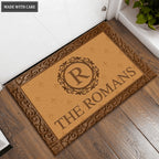 Custom Monogram Circle And Vine Family Doormat