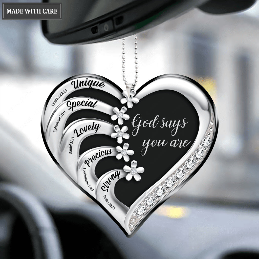 Flowers Heart God Says You Are Lovely Ornament