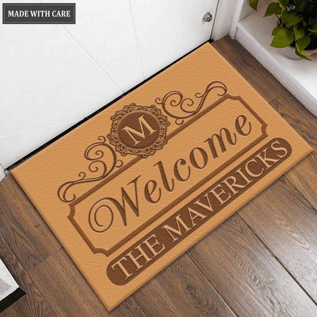 Elegant Personalized Brown Family Doormat