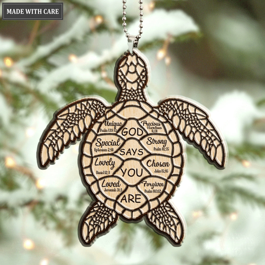 Luvingrace M118 Sea Turtle God Says You Are Wood Engraved Ornament
