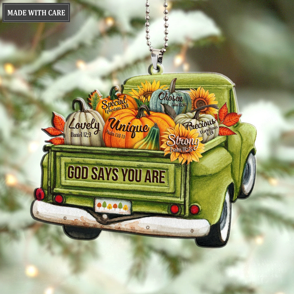 Printfamily M119 Pumpkin Truck God Says You Are Ornament