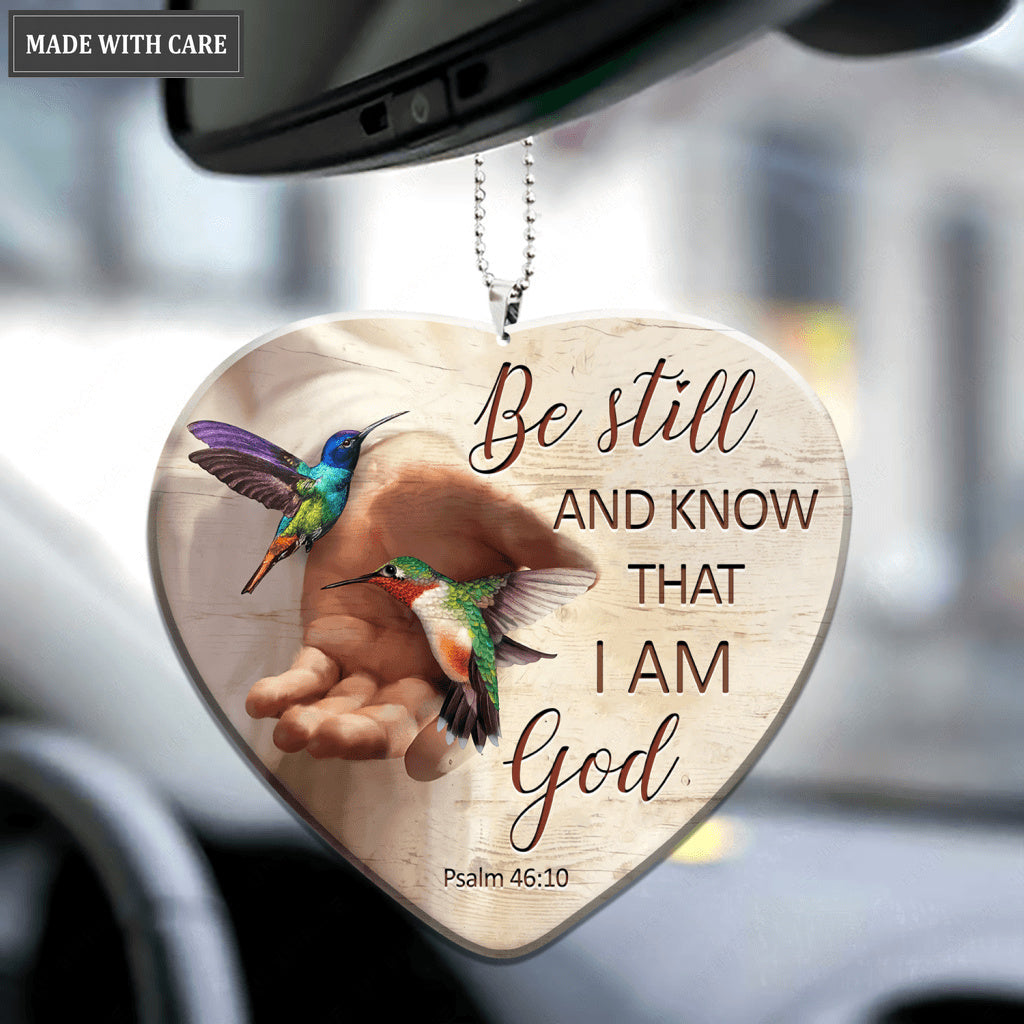 Be Still God's Hand and Hummingbird Ornament