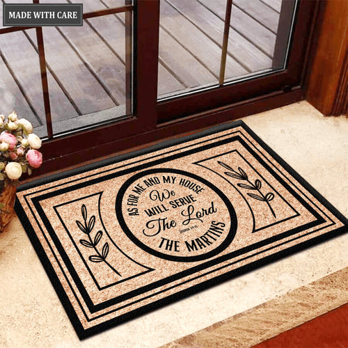 Circle Serve The Lord Personalized Door Mat