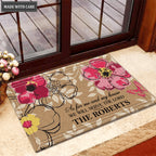 Flowers Pattern Serve The Lord Personalized Door Mat