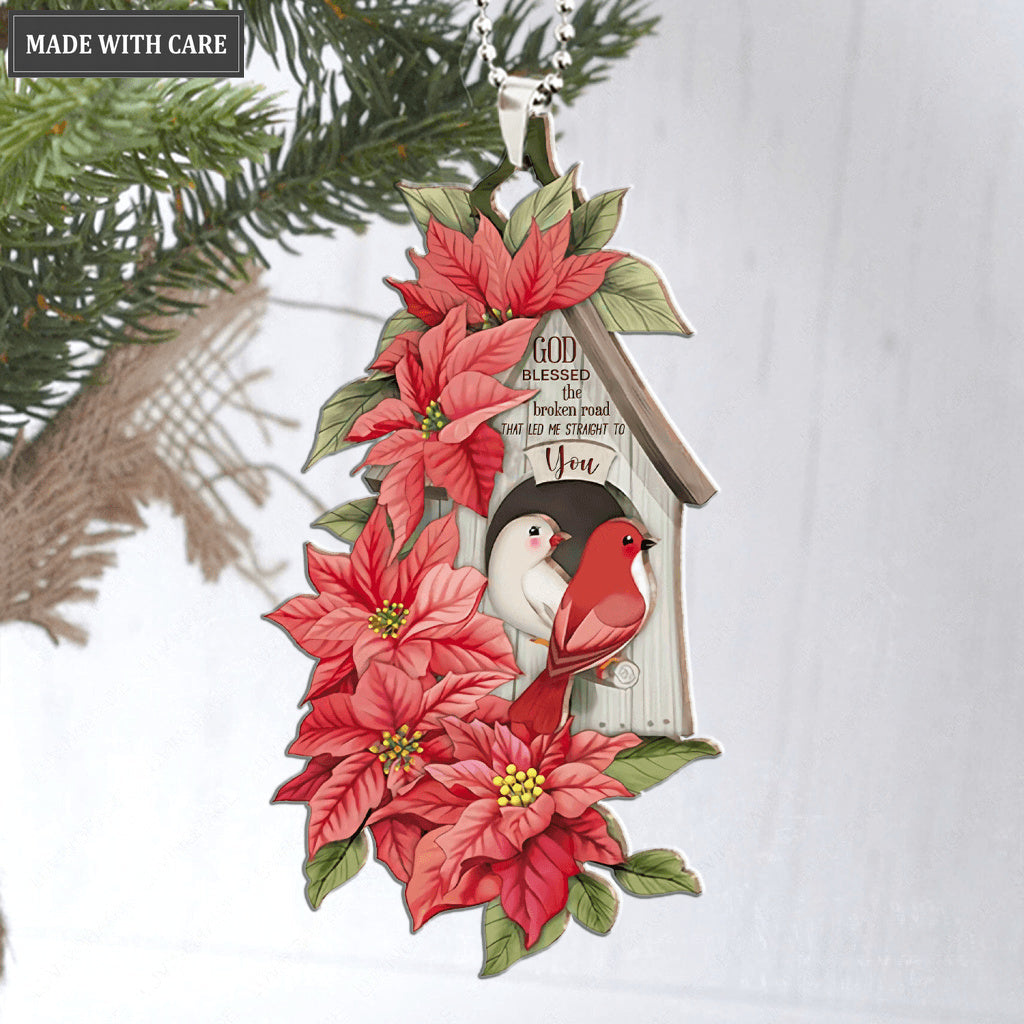 God Blessed The Broken Road Bird Couple Ornament