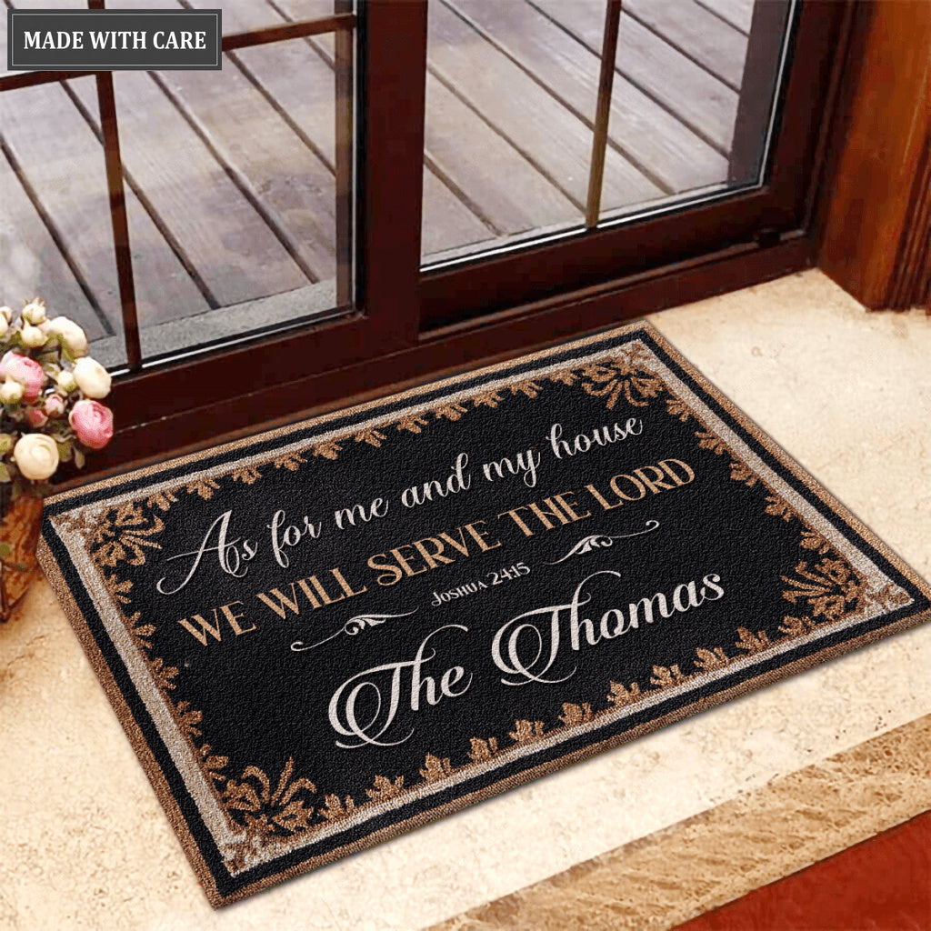 Monogrammed Serve The Lord Door Mat