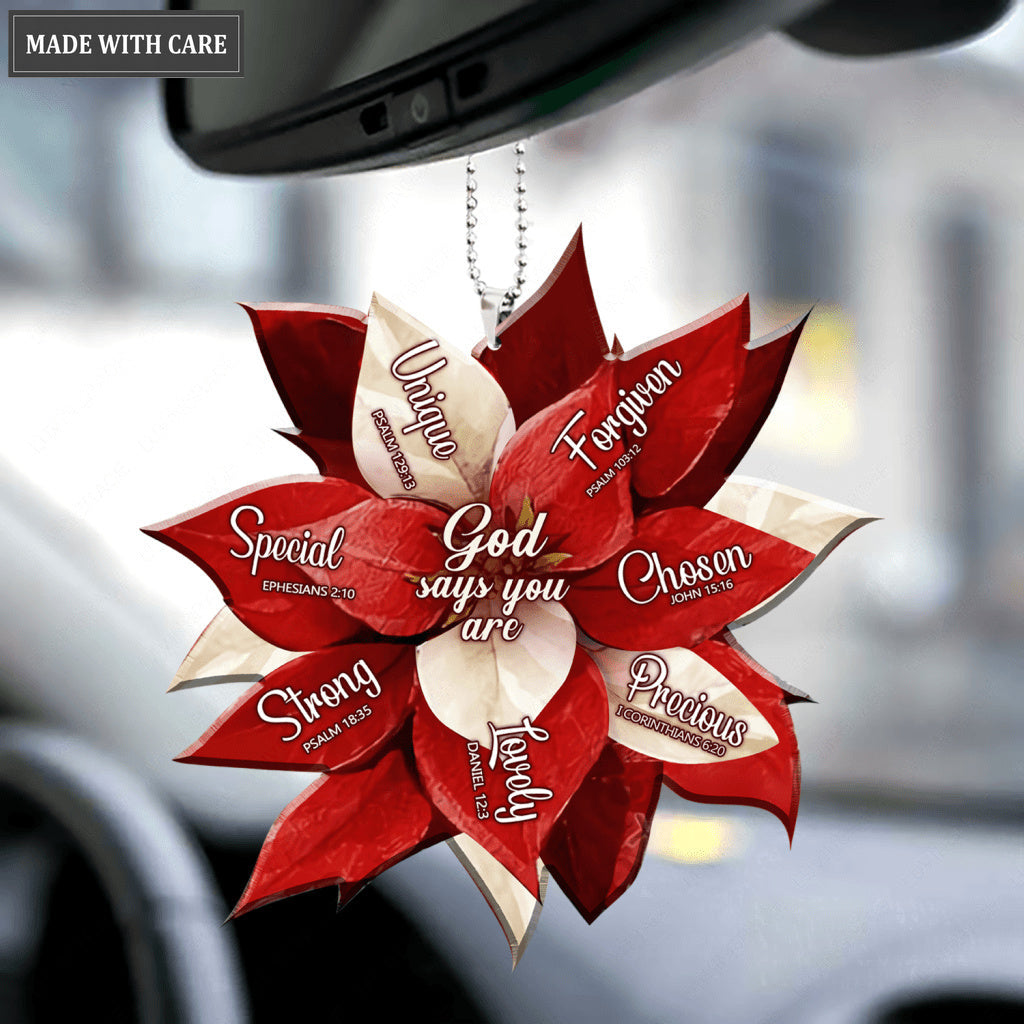 Poinsettia God Says You Are Ornament