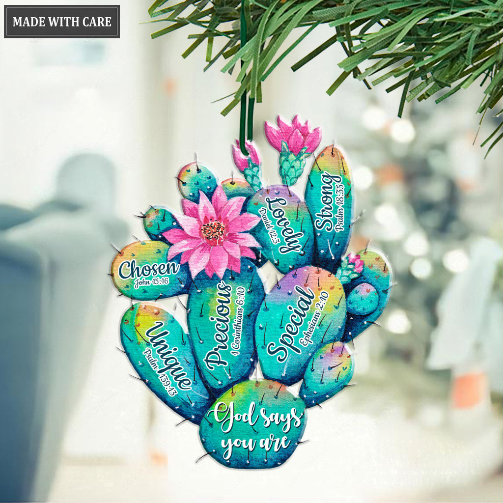 Rainbow Cactus God Says You Are Ornament
