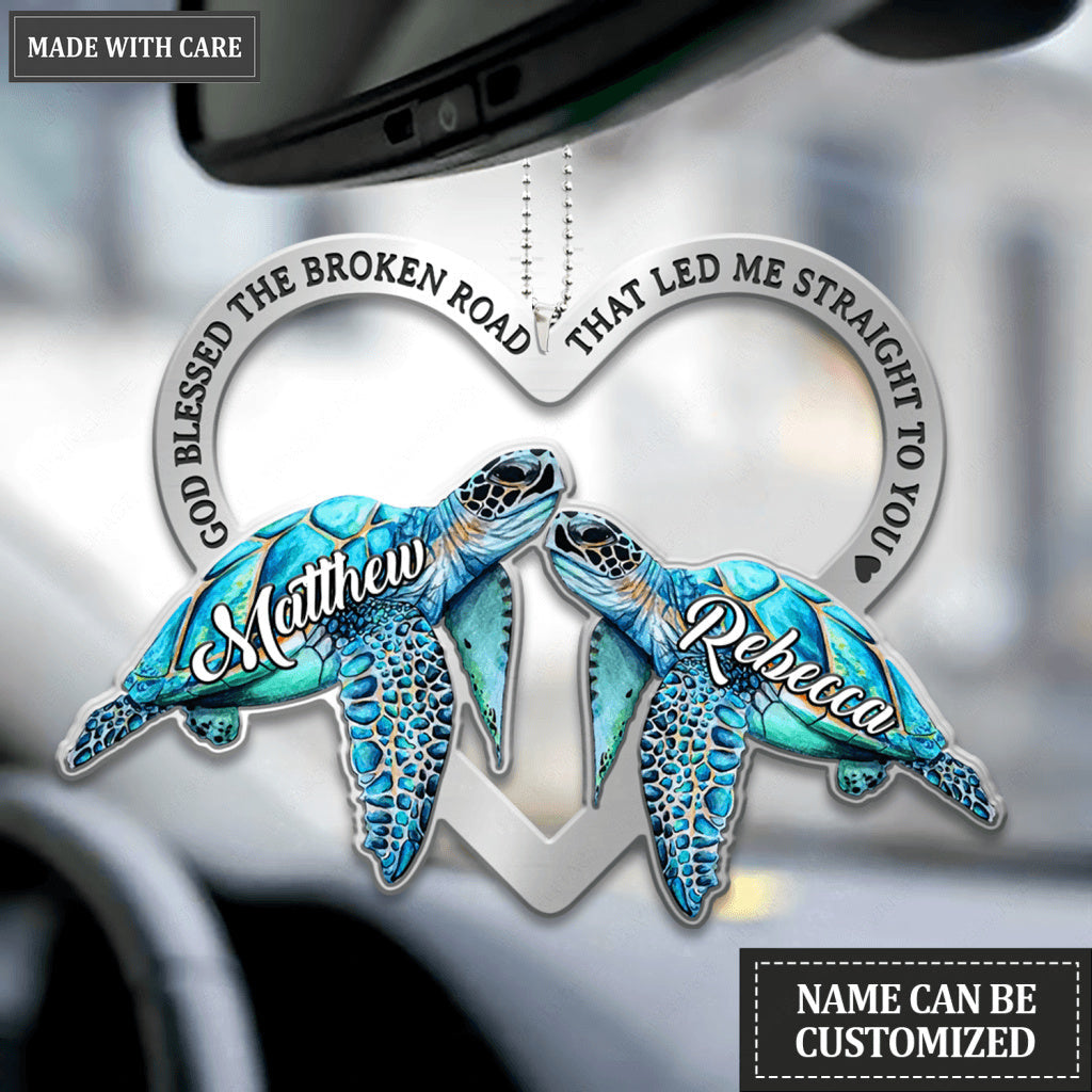 Couple Turtle God Blessed Personalized Ornament